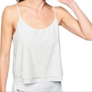 Athleta White Cropped Tiered Perforated Tank Top - Size XS